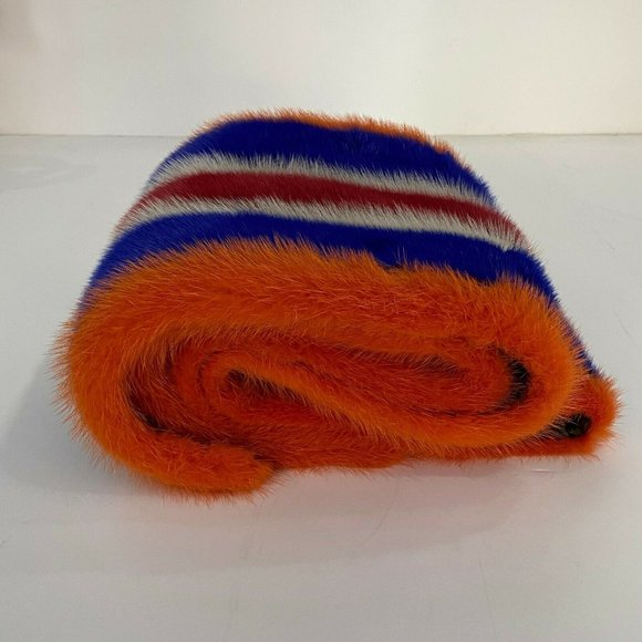 $5k RARE! ETRO Genuine Dyed Mink and Silk SHAWL WRAP STOLE SCARF 58" X 10" - Picture 9 of 9